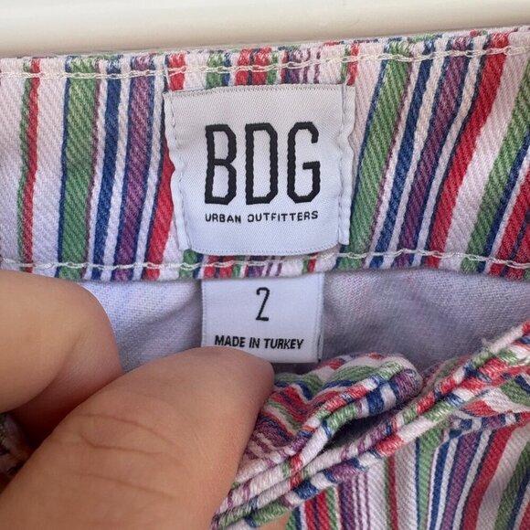 Urban Outfitters BDG Lisbon Shorts Womens 2 Rainbow Striped Summer Festival Boho - Picture 3 of 8